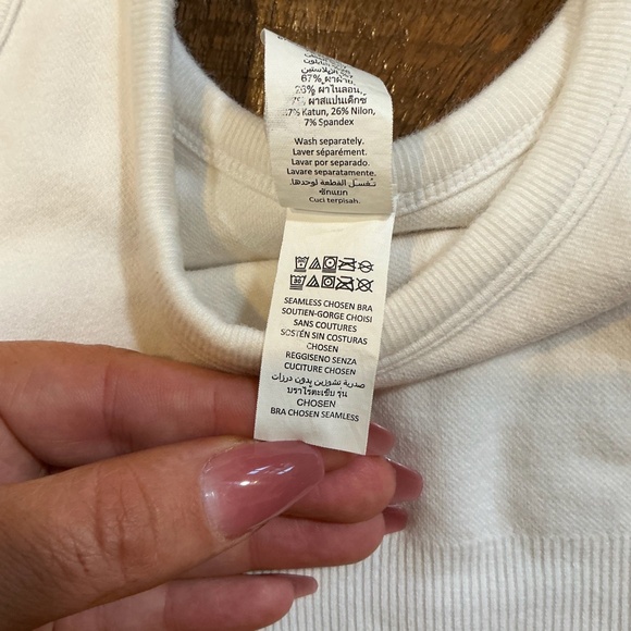 Alo Yoga Ribbed Scoop Neck Bra Top White Women’s Medium - Picture 6 of 7